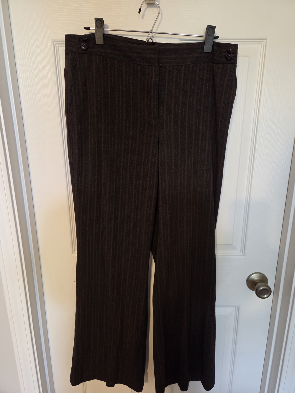 Focus 2000 Women's Brown Pinstripe Boot-Cut Pants